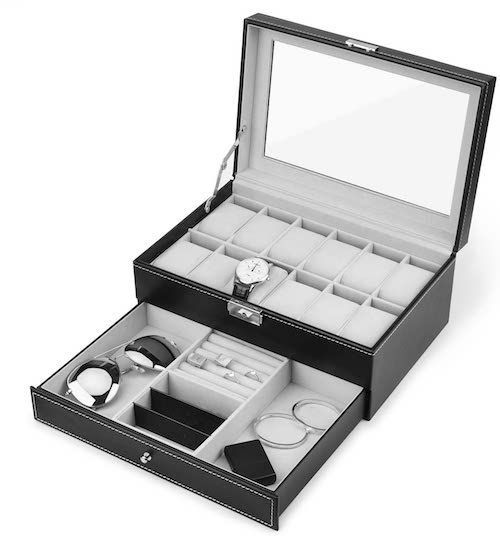 JS NOVA JUNS 12 Slots PU Leather Watch Box