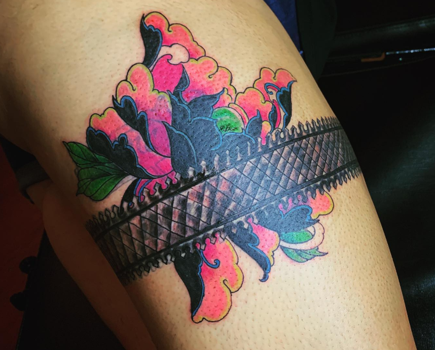 innovative garter belt tattoo idea