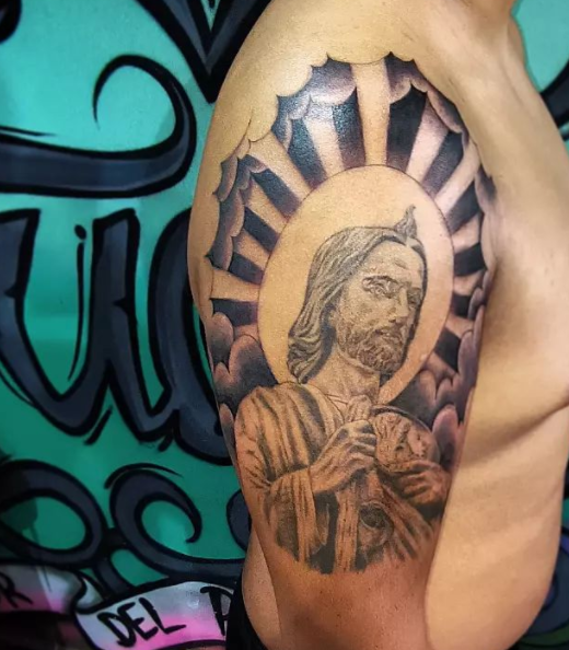 amazing san judas tattoo design