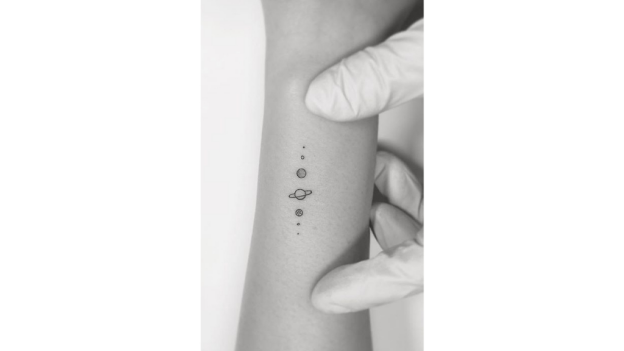 Simple Solar System Themed Tattoos [Minimalist]