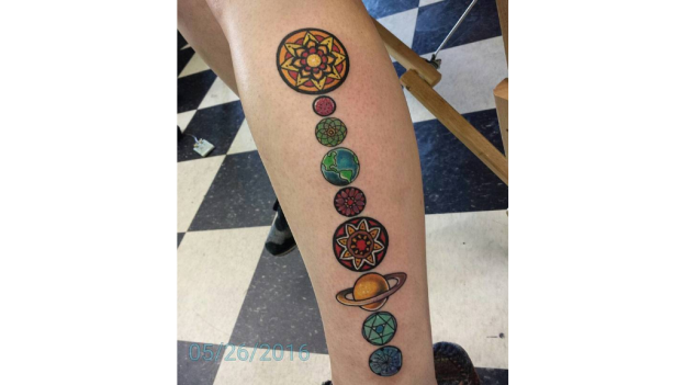 Color Solar System Tattoos Ideas