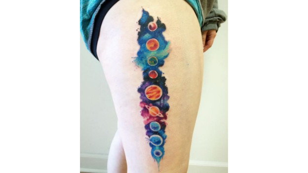 Color Solar System Tattoos Ideas