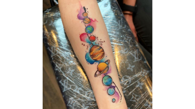 Color Solar System Tattoo