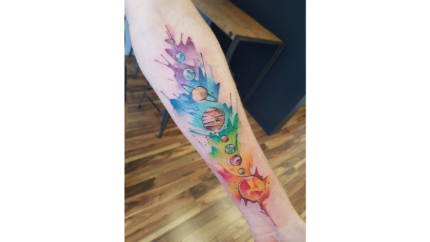 Color Solar System Tattoo