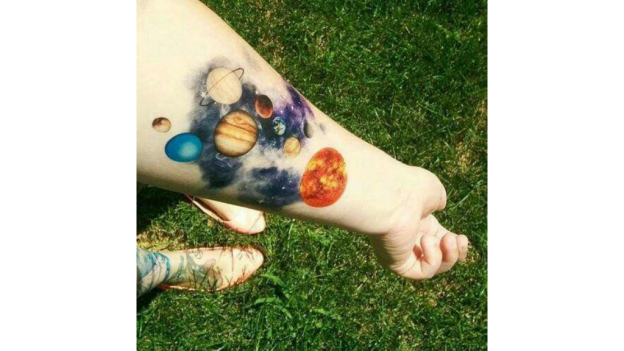 Color Solar System Tattoos