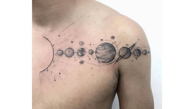 Solar System Tattoos on Chest