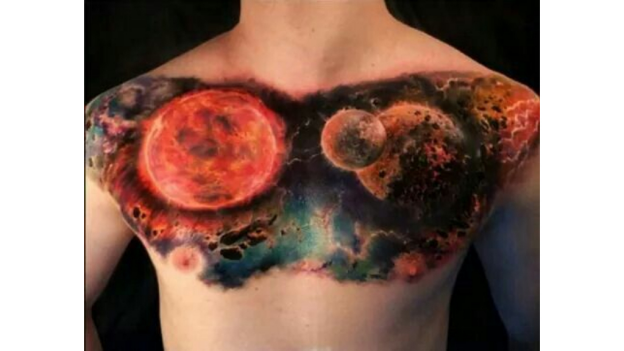 Color Solar System Tattoos on Chest