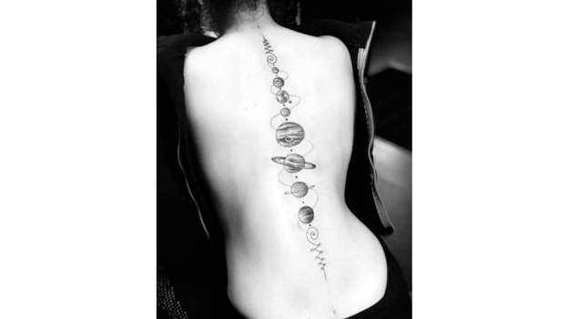 Back Solar System Themed Tattoos Ideas