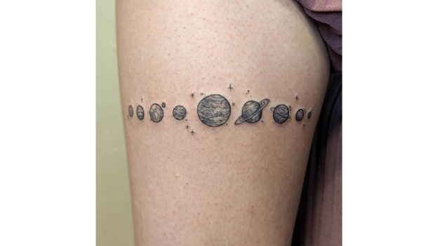 Leg Simple Solar System Themed Tattoos 