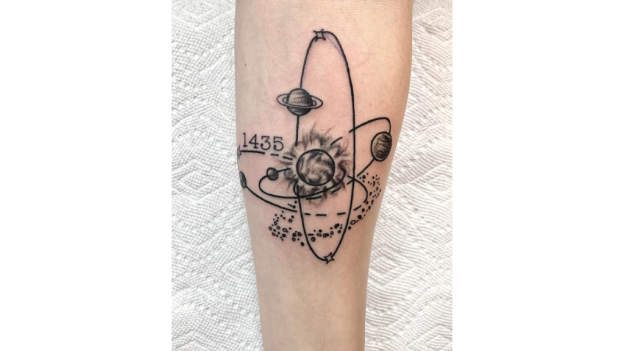 Leg Solar System Themed Tattoos 