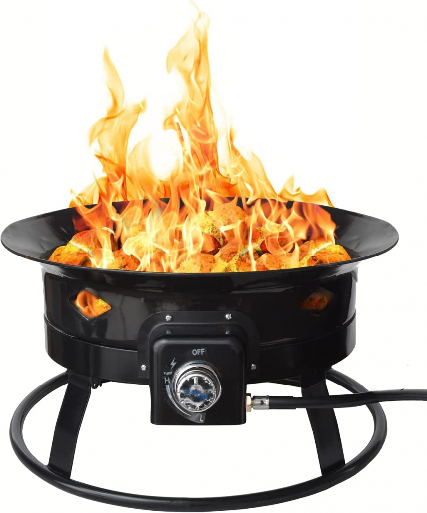 Flame King Portable Propane Fire Pit Bowl with Self Igniter