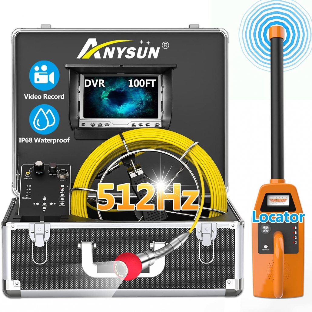 Anysun Sewer Pipe Inspection Camera with 512Hz Sonde and Receiver