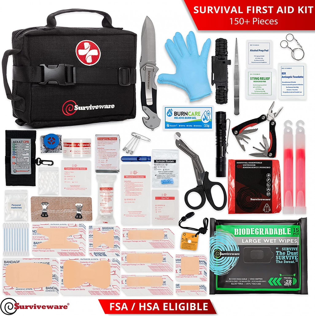 Surviveware Molle Compatible Survival First Aid Kit for Outdoors