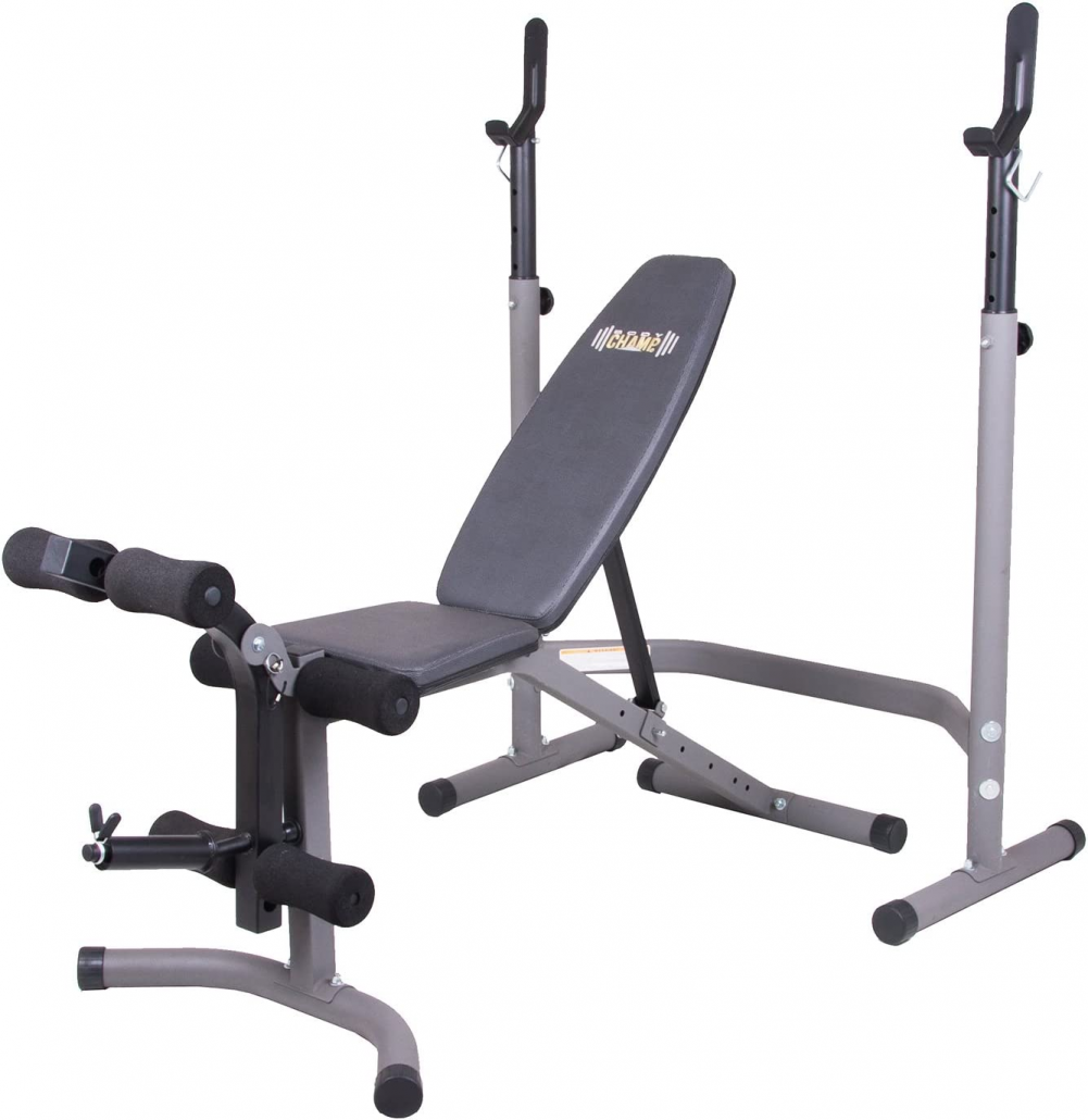 Body Champ Weight Bench with Leg Extension for Home Gym (Workout Bench and Squat Rack)
