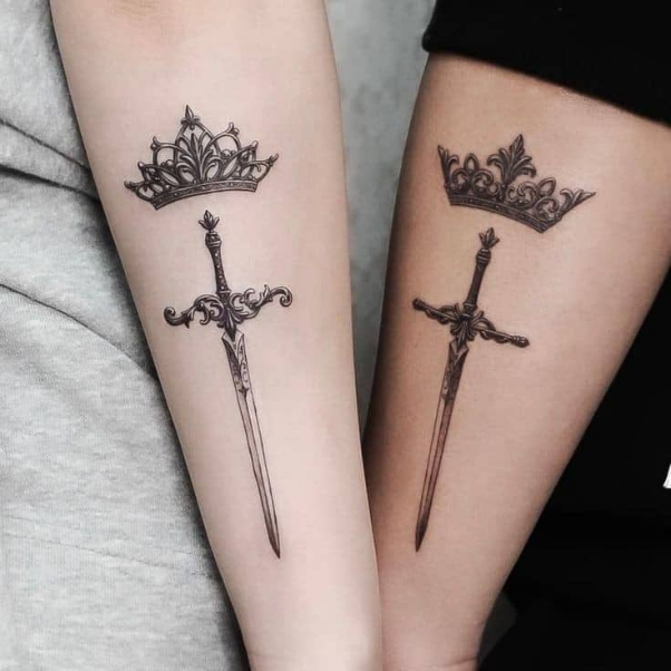 Sword With Crown Tattoos