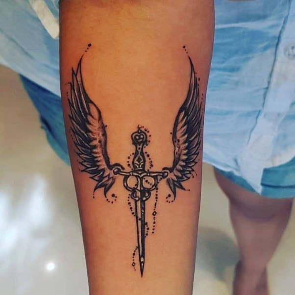 Sword And Angel Tattoos
