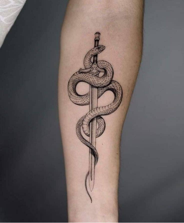 Snake And Sword Tattoos  