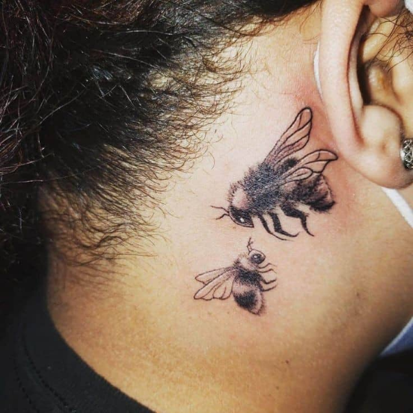 Bee Neck Tattoo